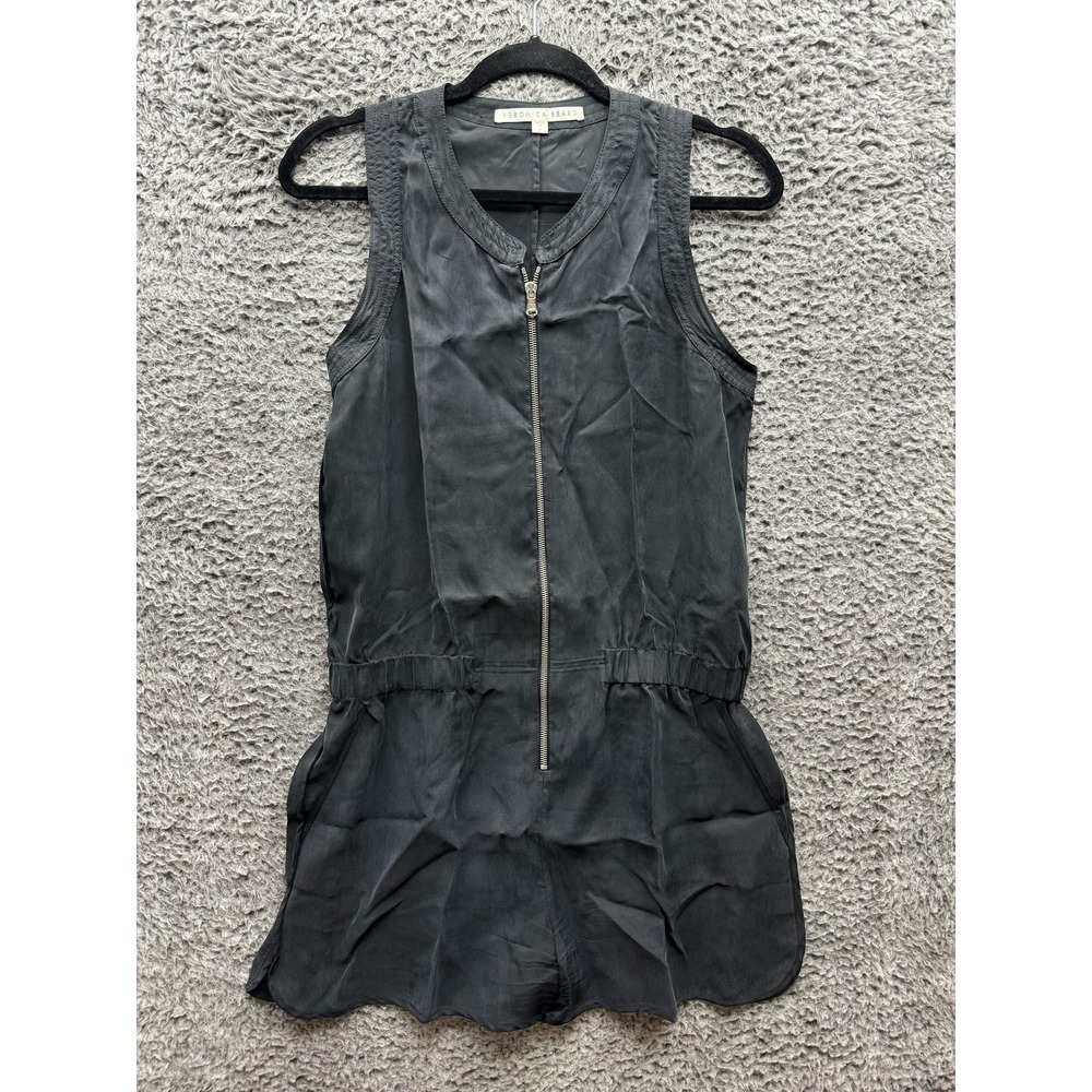 Veronica Beard Cupro Crew Neck Sleeveless One Piece Romper‎ Black Womens  4
